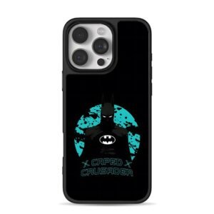 Batman CapedCrusader teal moon iPhone 16 Pro Max Black Case