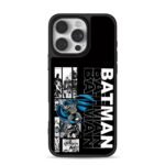 Batman comic panels with repeated BATMAN lettering iPhone 16 Pro Max Black Case