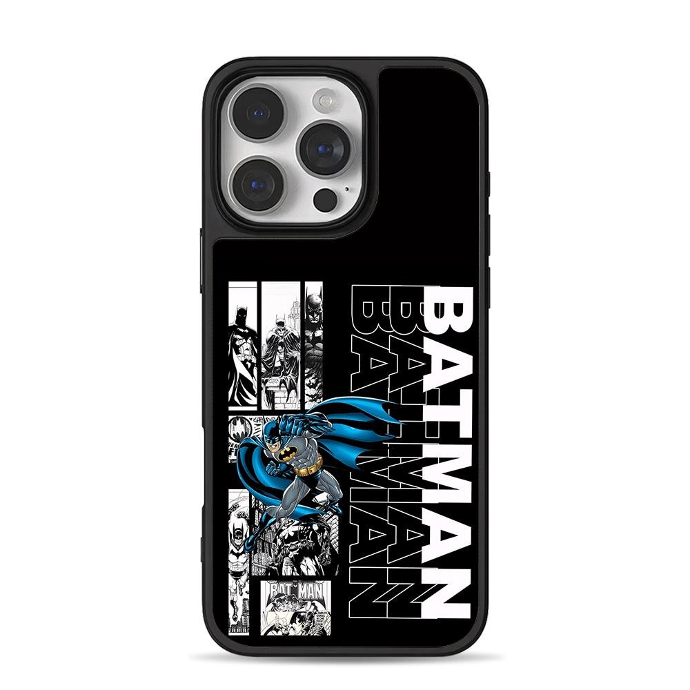 Batman comic panels with repeated BATMAN lettering iPhone 16 Pro Max Black Case Batman comic panels with repeated BATMAN lettering iPhone 16 Pro Max Black Case