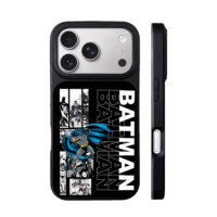 Batman comic panels with repeated BATMAN lettering iPhone 17 Pro Max Black Case
