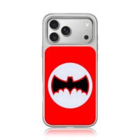 Batman logo on red background iPhone 17 Pro Max Electroplated Silver Case1