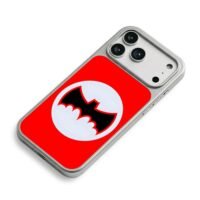 Batman logo on red background iPhone 17 Pro Max Electroplated Silver Case2