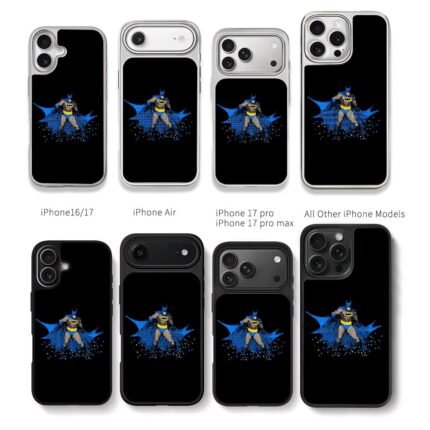 Batman pixel art DC hero blue cape Chris Brown Phone Case Black Electroplated Silver For Iphone 11 To 17