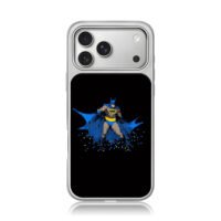 Batman pixel art DC hero blue cape iPhone 17 Pro Max Electroplated Silver Case1