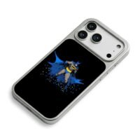 Batman pixel art DC hero blue cape iPhone 17 Pro Max Electroplated Silver Case2