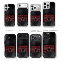 Batman red repeated Brave text Chris Brown Phone Case Black Electroplated Silver For Iphone 11 To 17
