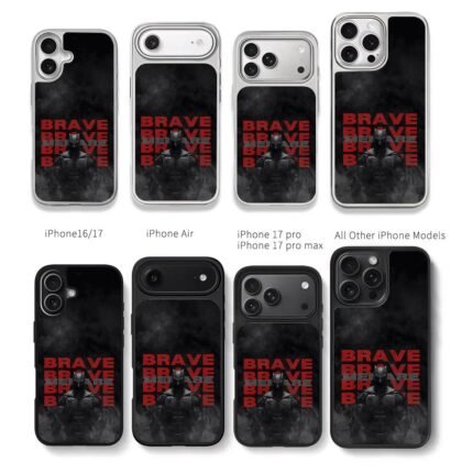 Batman red repeated Brave text Chris Brown Phone Case Black Electroplated Silver For Iphone 11 To 17