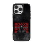 Batman red repeated Brave text iPhone 16 Pro Max Black Case