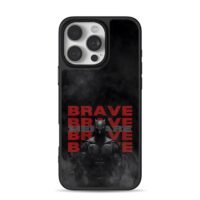 Batman red repeated Brave text iPhone 16 Pro Max Black Case