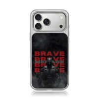 Batman red repeated Brave text iPhone 17 Pro Max Electroplated Silver Case1