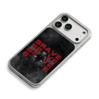 Batman red repeated Brave text iPhone 17 Pro Max Electroplated Silver Case2