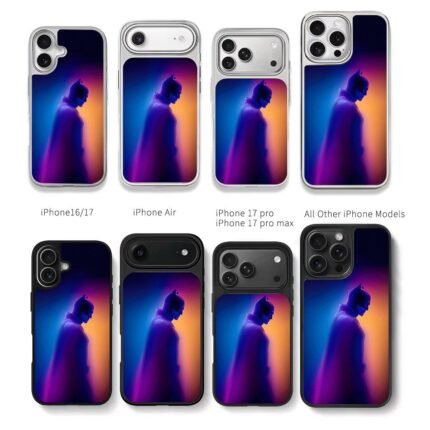 Batman side neon silhouette Chris Brown Phone Case Black Electroplated Silver For Iphone 11 To 17