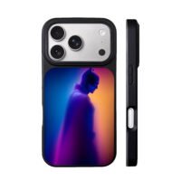 Batman side neon silhouette iPhone 17 Pro Max Black Case