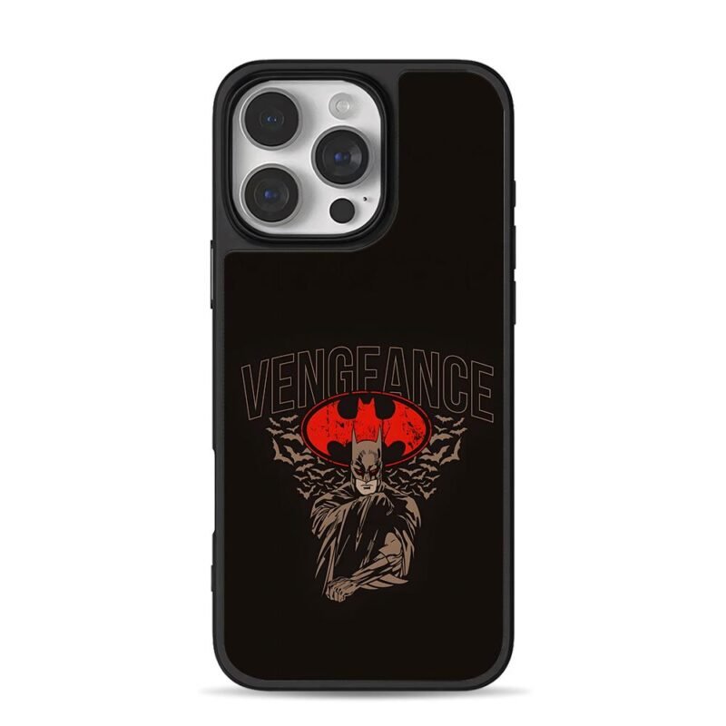 Batman Vengeance bat logo and bats iPhone 16 Pro Max Black Case