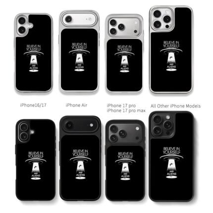 Believe in yourself aliens UFO Chris Brown Phone Case Black Electroplated Silver For Iphone 11 To 17