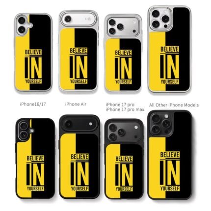 Believe In Yourself black yellow Chris Brown Phone Case Black Electroplated Silver For Iphone 11 To 17