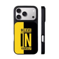 Believe In Yourself black yellow iPhone 17 Pro Max Black Case