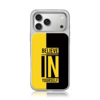 Believe In Yourself black yellow iPhone 17 Pro Max Electroplated Silver Case1