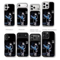 Benz Opi rap art with blue chainsaw Chris Brown Phone Case Black Electroplated Silver For Iphone 11 To 17