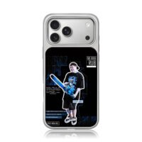 Benz Opi rap art with blue chainsaw iPhone 17 Pro Max Electroplated Silver Case1