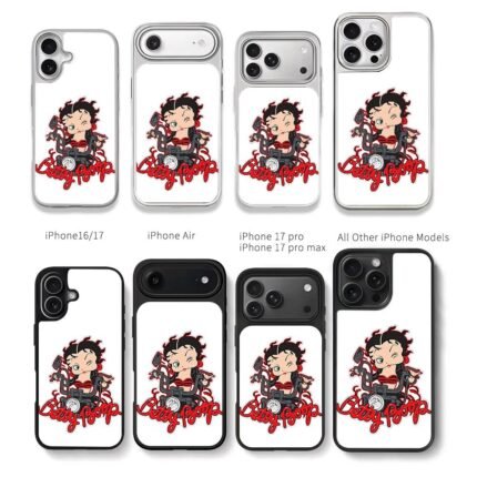 Betty Boop on motorcycle text Chris Brown Phone Case Black Electroplated Silver For Iphone 11 To 17