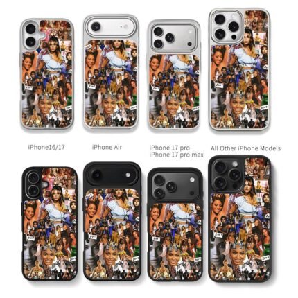 Beyonce career photo collage Chris Brown Phone Case Black Electroplated Silver For Iphone 11 To 17