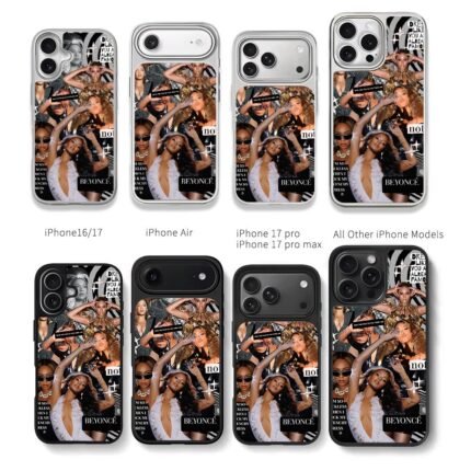 Beyonce glam collage with text Chris Brown Phone Case Black Electroplated Silver For Iphone 11 To 17
