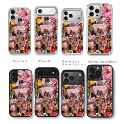 Beyonce pink flower collage Chris Brown Phone Case Black Electroplated Silver For Iphone 11 To 17