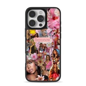 Beyonce pink flower collage Phone Case for iPhone 11-17 & Samsung Galaxy S24-S26