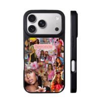 Beyonce pink flower collage iPhone 17 Pro Max Black Case