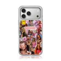 Beyonce pink flower collage iPhone 17 Pro Max Electroplated Silver Case1