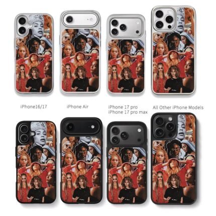 Beyonce vintage photo collage Chris Brown Phone Case Black Electroplated Silver For Iphone 11 To 17