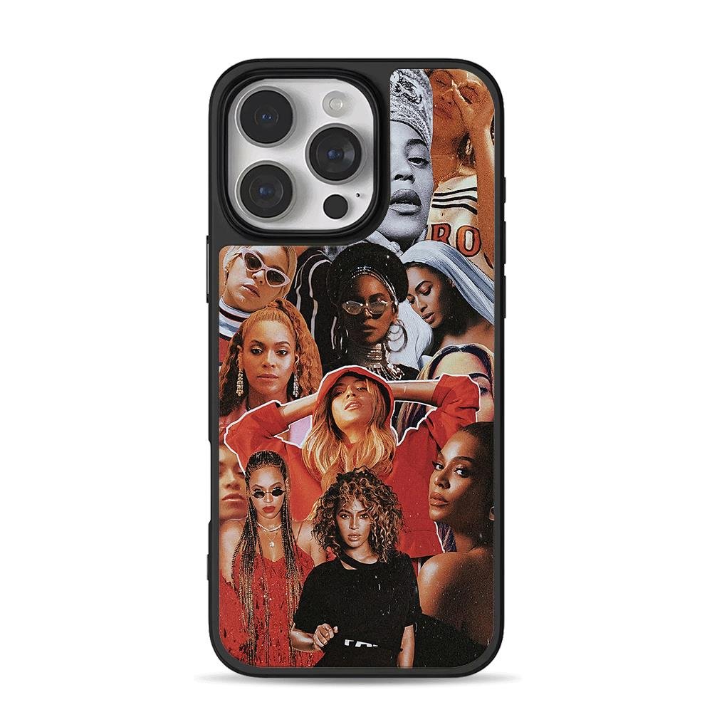 Beyonce vintage photo collage iPhone 16 Pro Max Black Case Beyonce vintage photo collage Phone Case for iPhone 11-17 & Samsung Galaxy S24-S26 - Image 1
