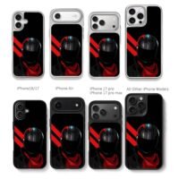 Biker black red helmet red scarf Chris Brown Phone Case Black Electroplated Silver For Iphone 11 To 17