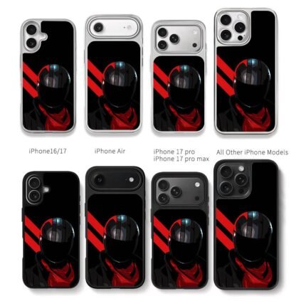 Biker black red helmet red scarf Chris Brown Phone Case Black Electroplated Silver For Iphone 11 To 17