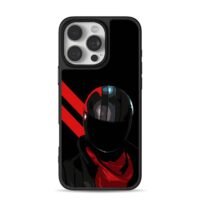 Biker black red helmet red scarf iPhone 16 Pro Max Black Case
