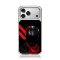 Biker black red helmet red scarf iPhone 17 Pro Max Electroplated Silver Case1