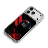 Biker black red helmet red scarf iPhone 17 Pro Max Electroplated Silver Case2