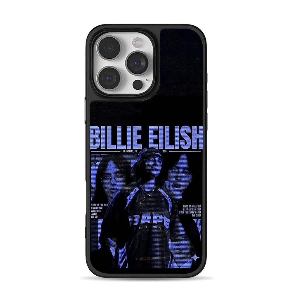 Billie Eilish BAPE blue poster iPhone 16 Pro Max Black Case Billie Eilish BAPE blue poster Phone Case for iPhone 11-17 & Samsung Galaxy S24-S26 - Image 1