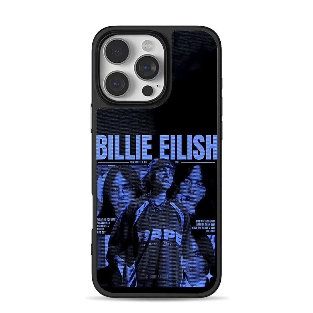 Billie Eilish BAPE blue poster iPhone 16 Pro Max Black Case Billie Eilish BAPE blue poster Phone Case for iPhone 11-17 & Samsung Galaxy S24-S26 - Image 1