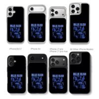 Billie Eilish BAPE blue print Chris Brown Phone Case Black Electroplated Silver For Iphone 11 To 17