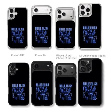 Billie Eilish BAPE blue print Chris Brown Phone Case Black Electroplated Silver For Iphone 11 To 17