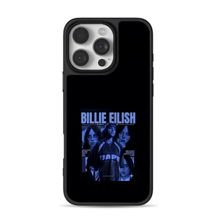 Billie Eilish BAPE blue print iPhone 16 Pro Max Black Case