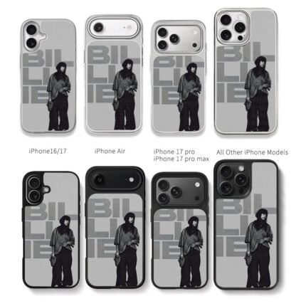 Billie Eilish black white portrait Chris Brown Phone Case Black Electroplated Silver For Iphone 11 To 17