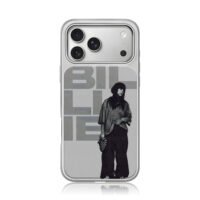 Billie Eilish black white portrait iPhone 17 Pro Max Electroplated Silver Case1