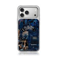 Billie Eilish blue collage iPhone 17 Pro Max Electroplated Silver Case1