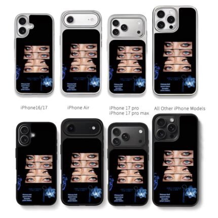 Billie Eilish blue eye collage Chris Brown Phone Case Black Electroplated Silver For Iphone 11 To 17
