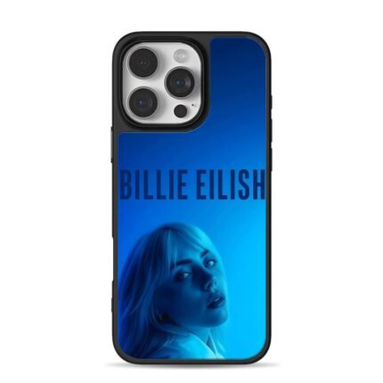 Billie Eilish blue portrait iPhone 16 Pro Max Black Case