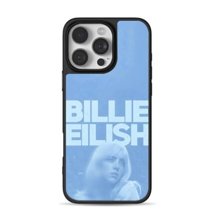 Billie Eilish blue portrait iPhone 16 Pro Max Black Case
