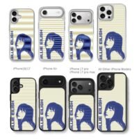 Billie Eilish blue retro portrait Chris Brown Phone Case Black Electroplated Silver For Iphone 11 To 17